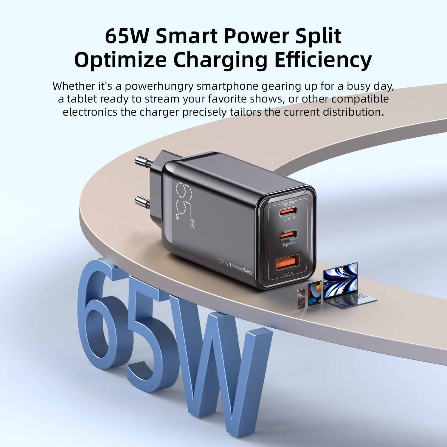 Vyvylabs GaN Cube Fast Charger 65W A+2C