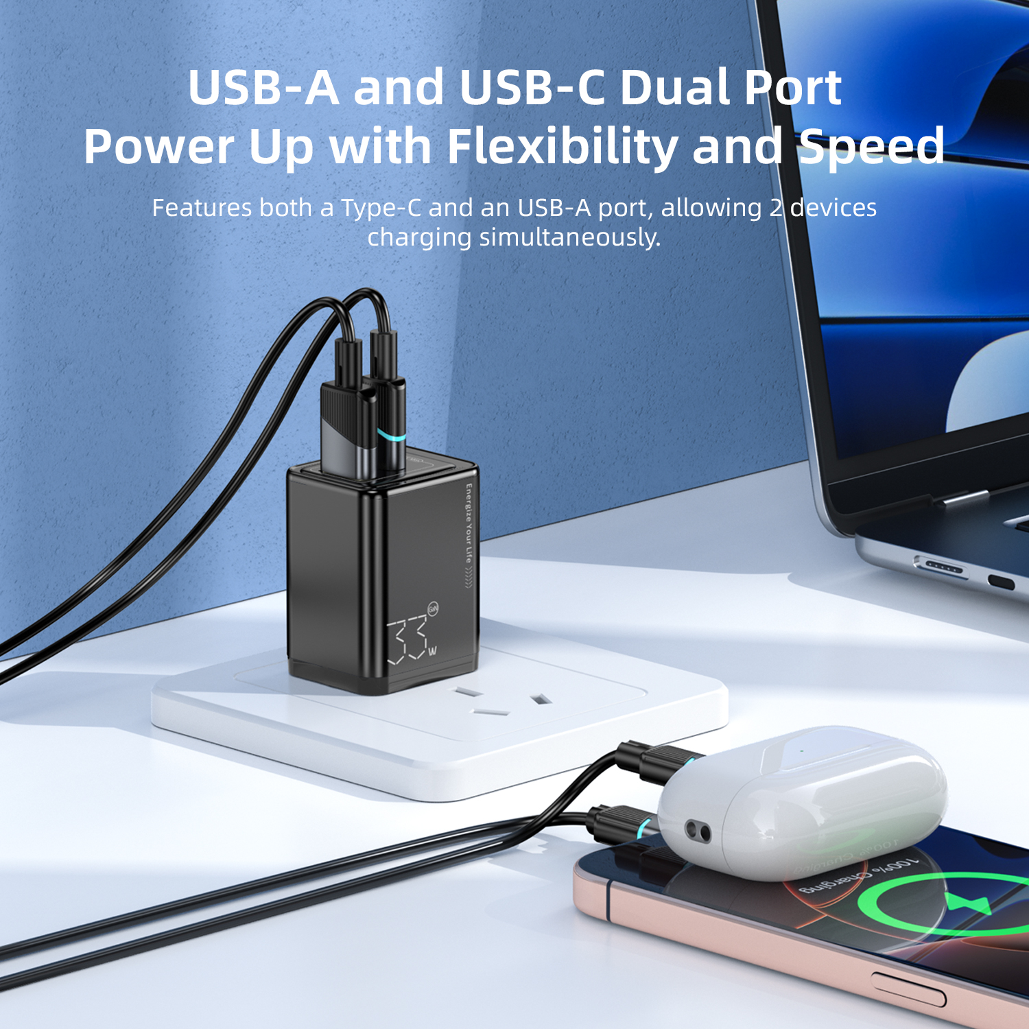 Vyvylabs GaN Cube（Support O/V）Fast Charger 33W A+C （US Version）
