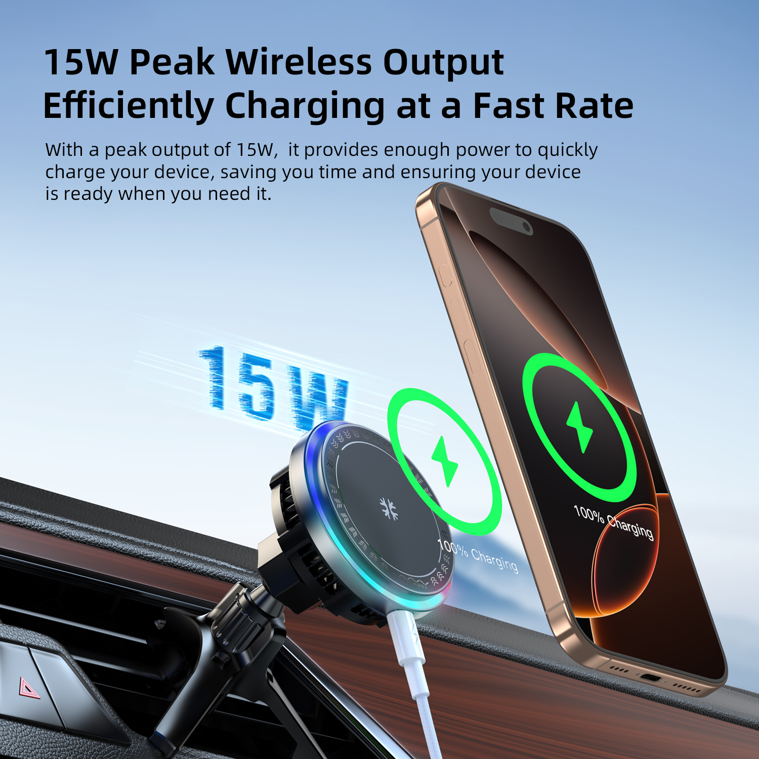 Vyvylabs ChillMag Semi-conductor Cooling Car Wireless Charger （Air Outlet Version） 