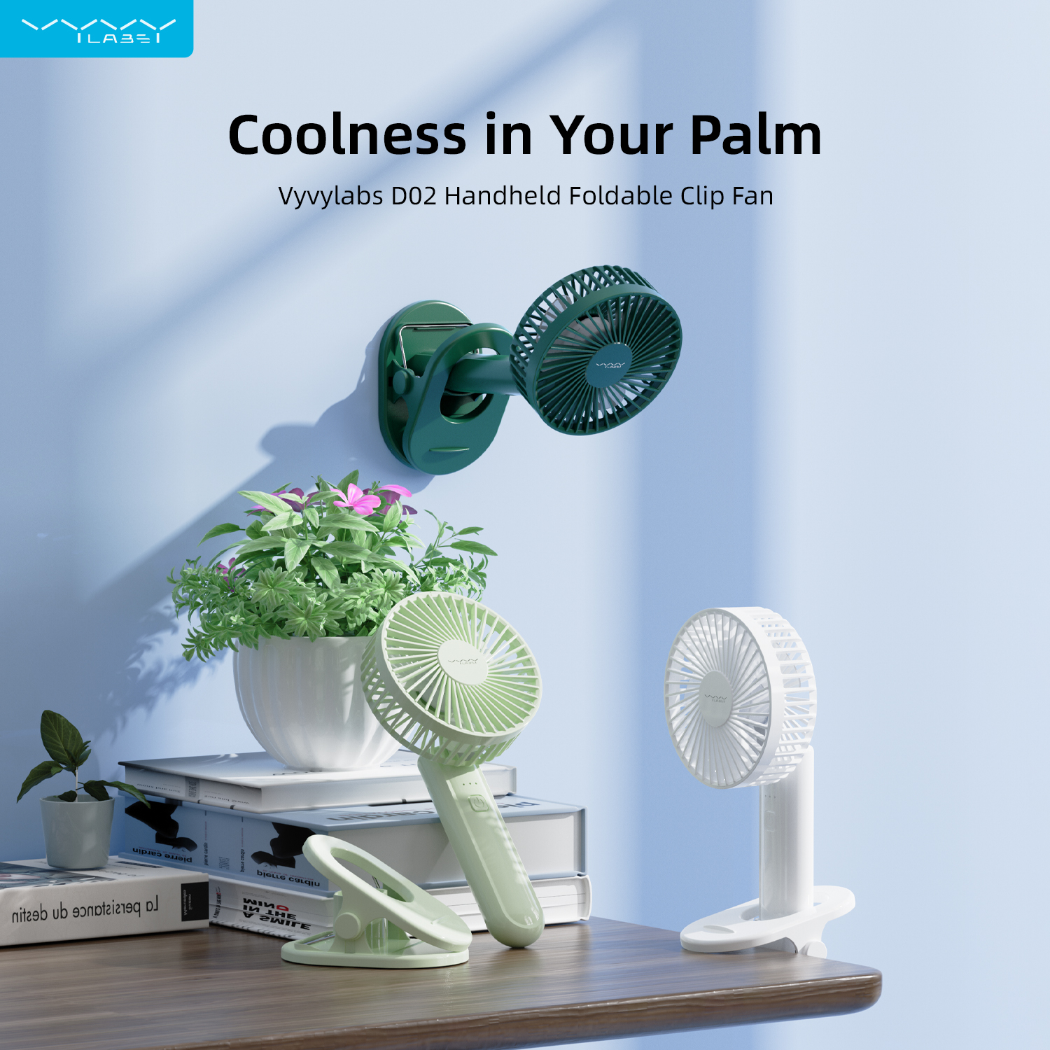Vyvylabs D02 Handheld Foldable Clip Fan