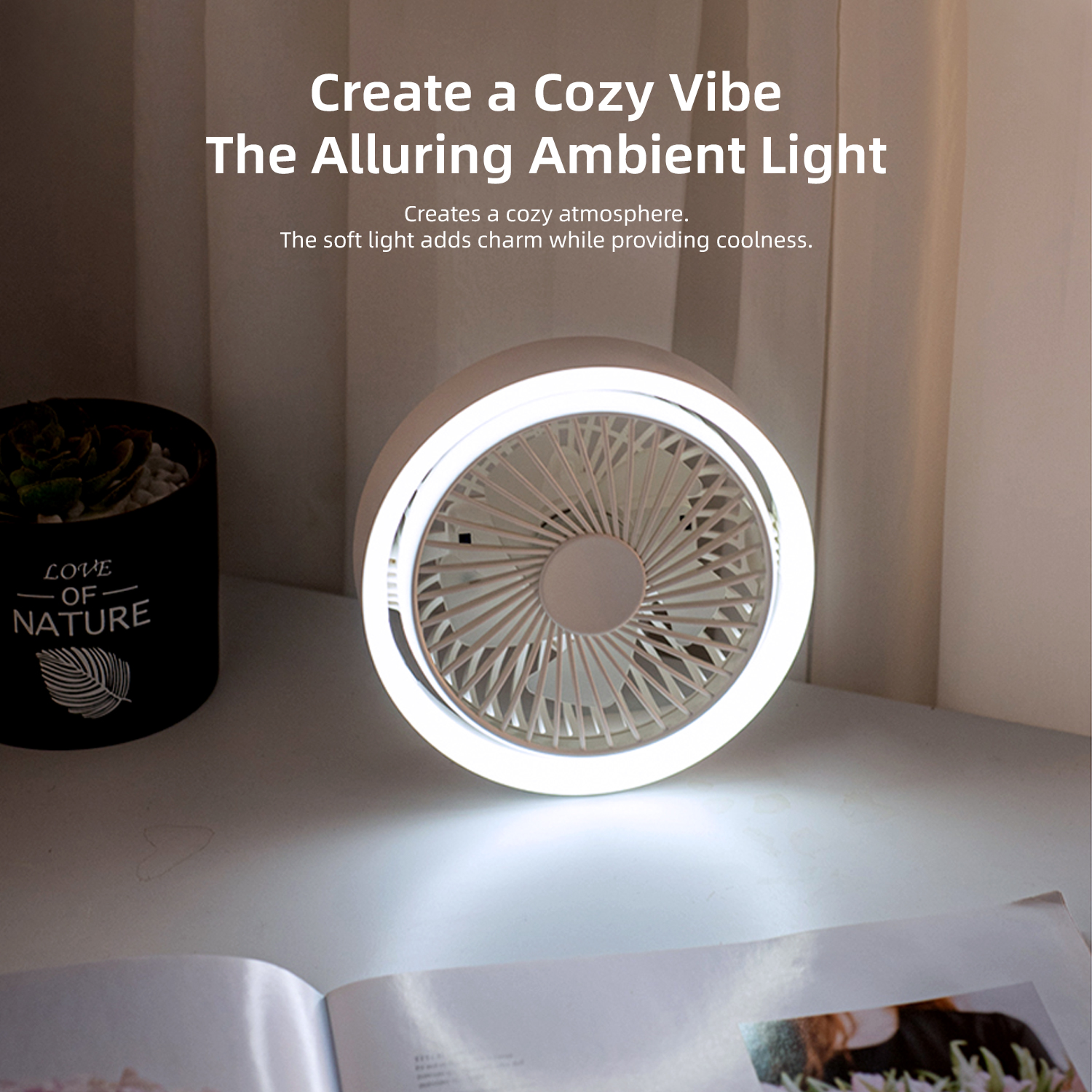Vyvylabs D04 Mini Portable Desktop Fan （with LED light）