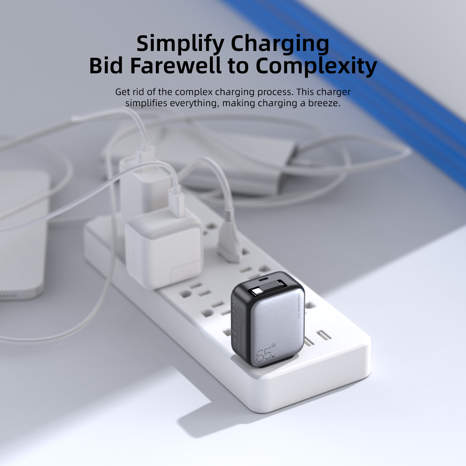 Vyvylabs Swiftshine GaN Fast Charger 65W C （with Retractable C Cable） US Version