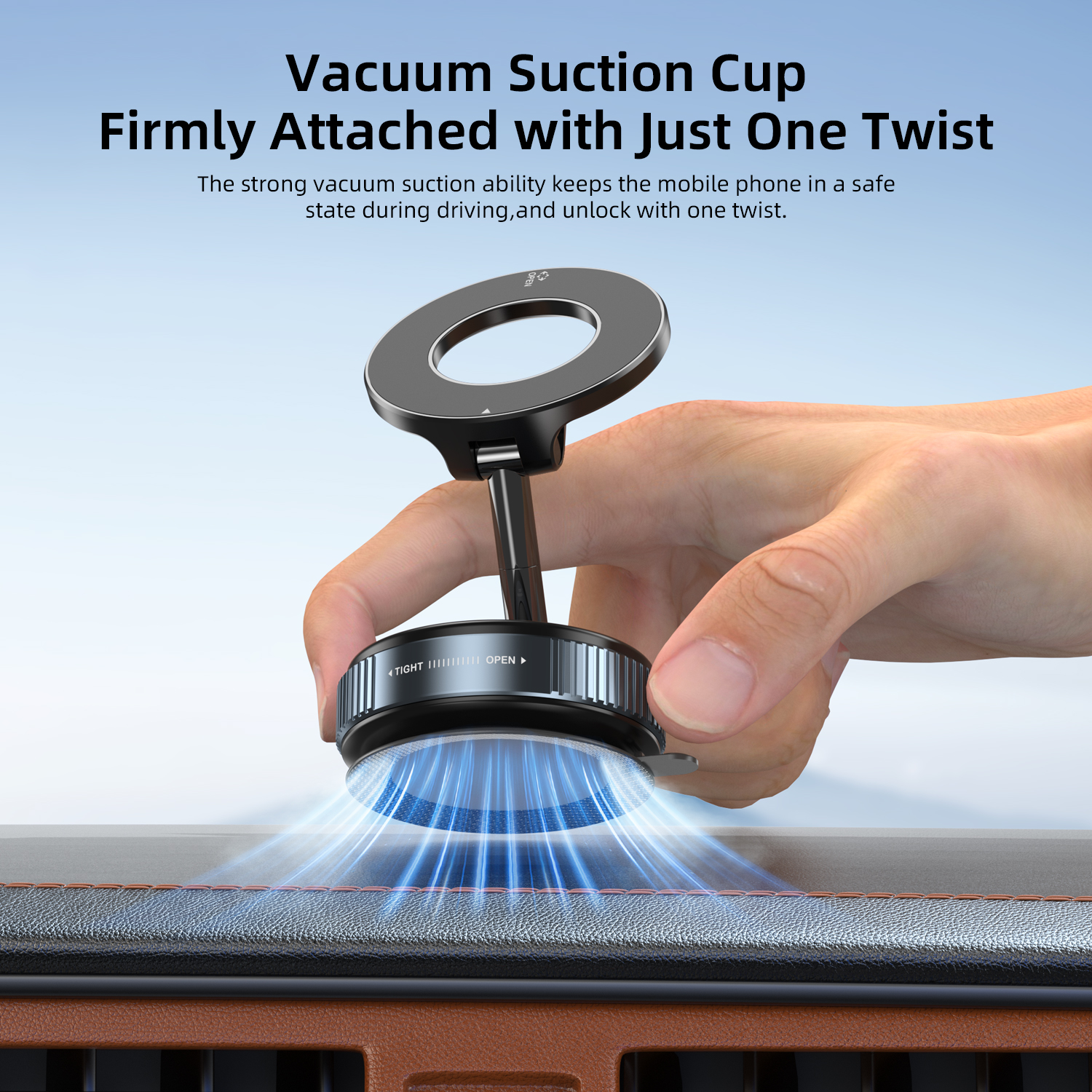 Vyvylabs Z05 360° Rotation Magnetic Foldable Car Holder （Suction Cup Version） Black