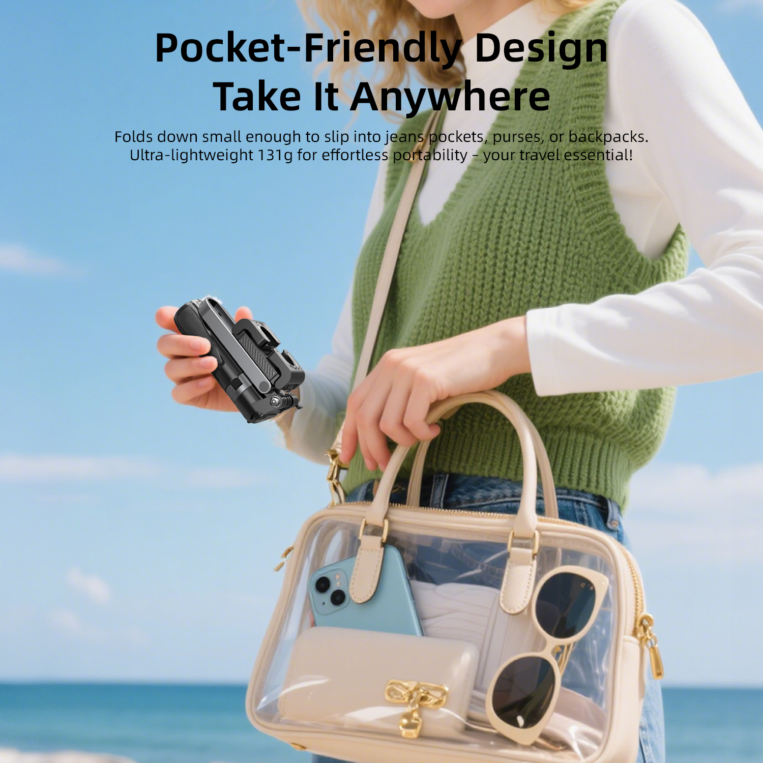 Vyvylabs Palm Super Mini Multifunctional  Selfie Stick Black