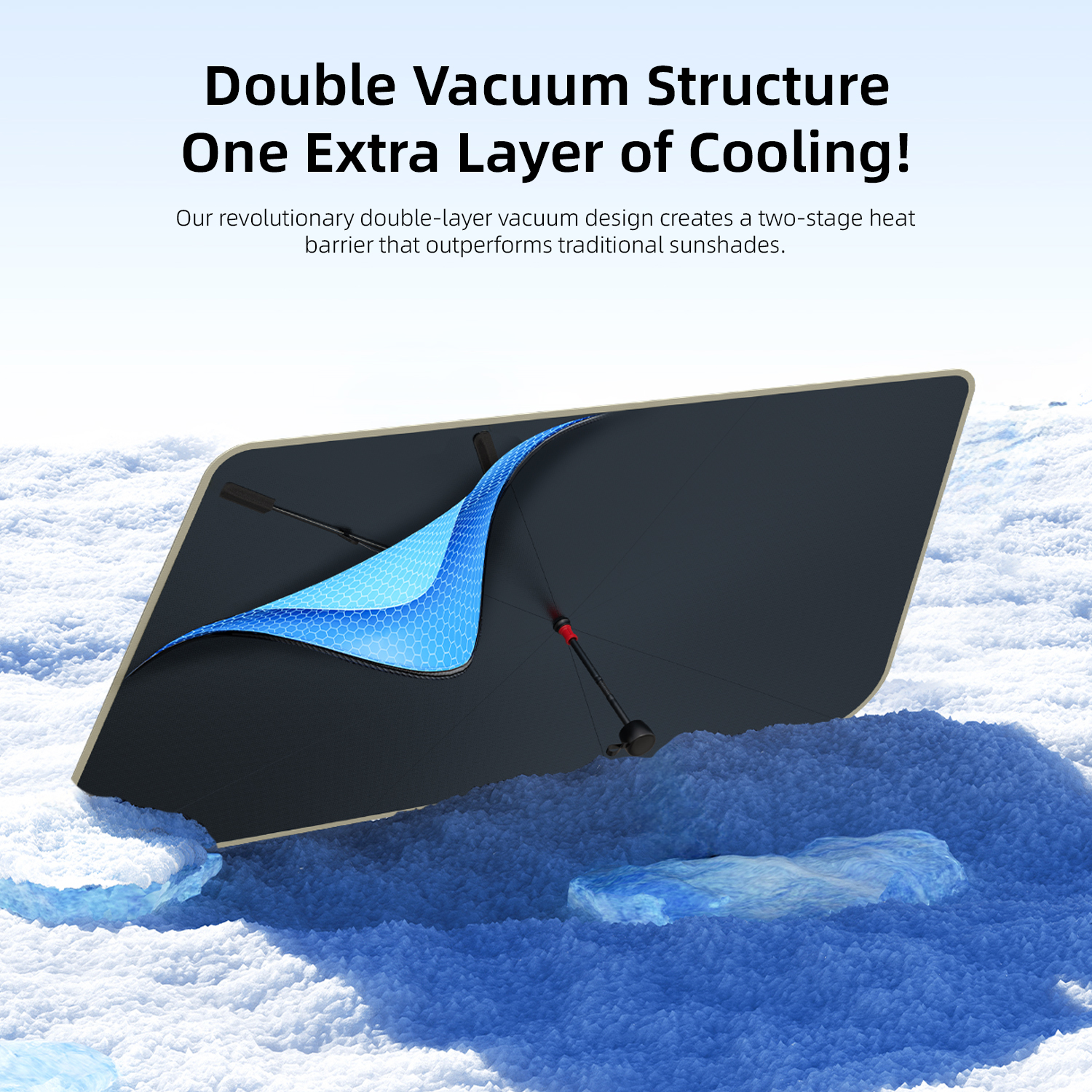 Vyvylabs Ice Curtain Double-layered Windshield Sunshade Umbrella Creamy