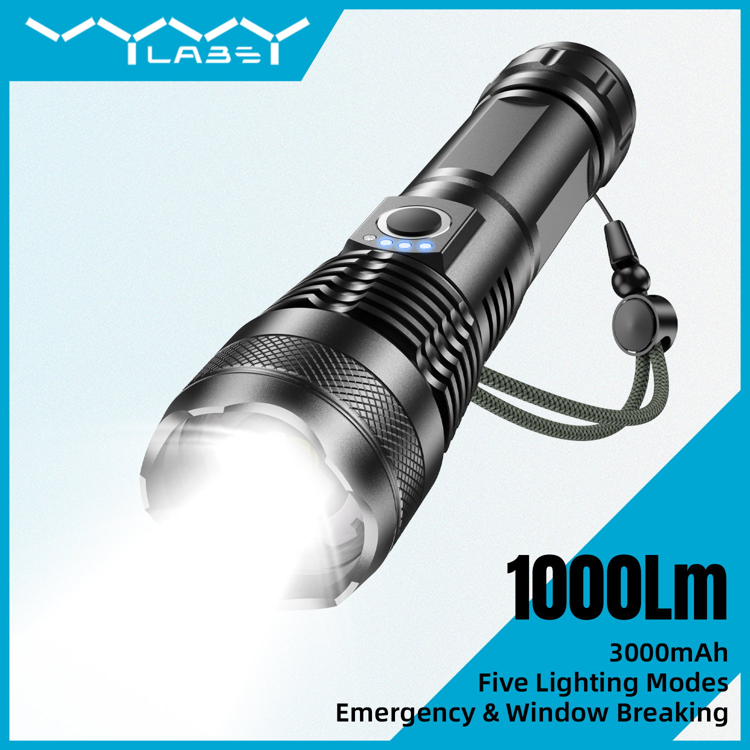 Vyvylabs Aluminum Alloy Telescopic Zoom Strong Light Flashlight Black