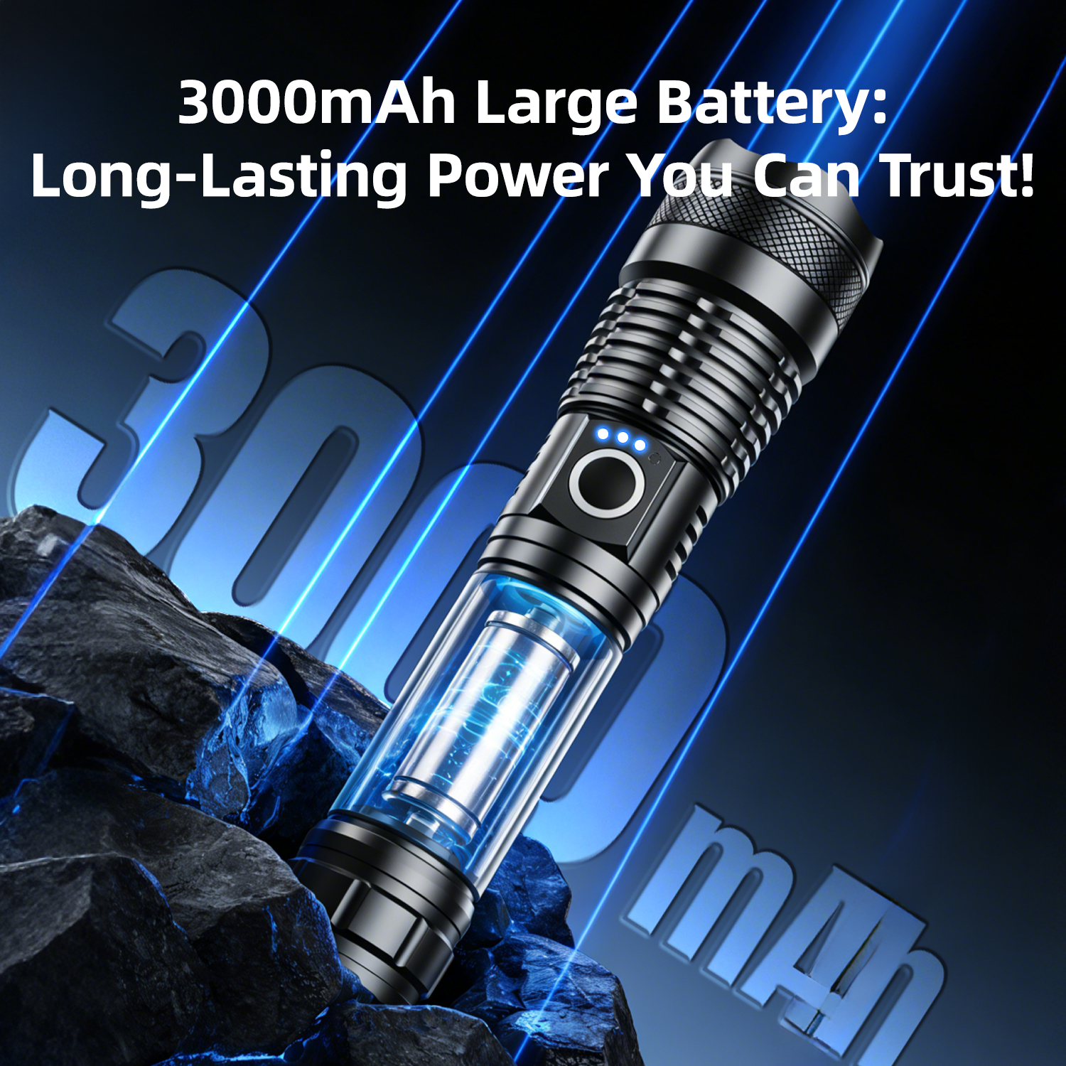 Vyvylabs Aluminum Alloy Telescopic Zoom Strong Light Flashlight Black