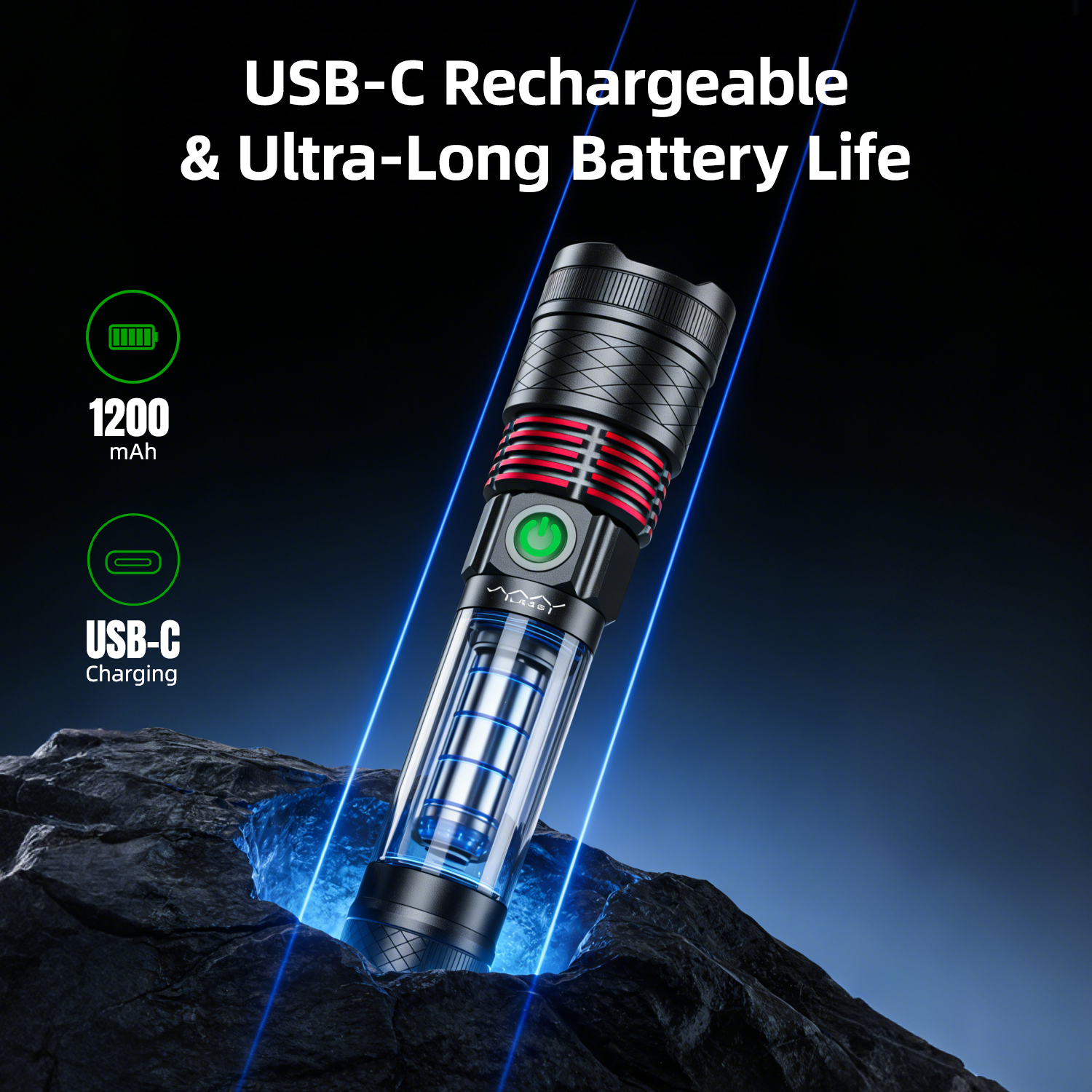 Vyvylabs 10W White Laser Flashlight Black
