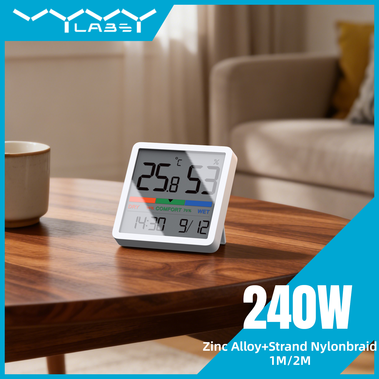 Vyvylabs Indoor Thermometer & Hygrometer White