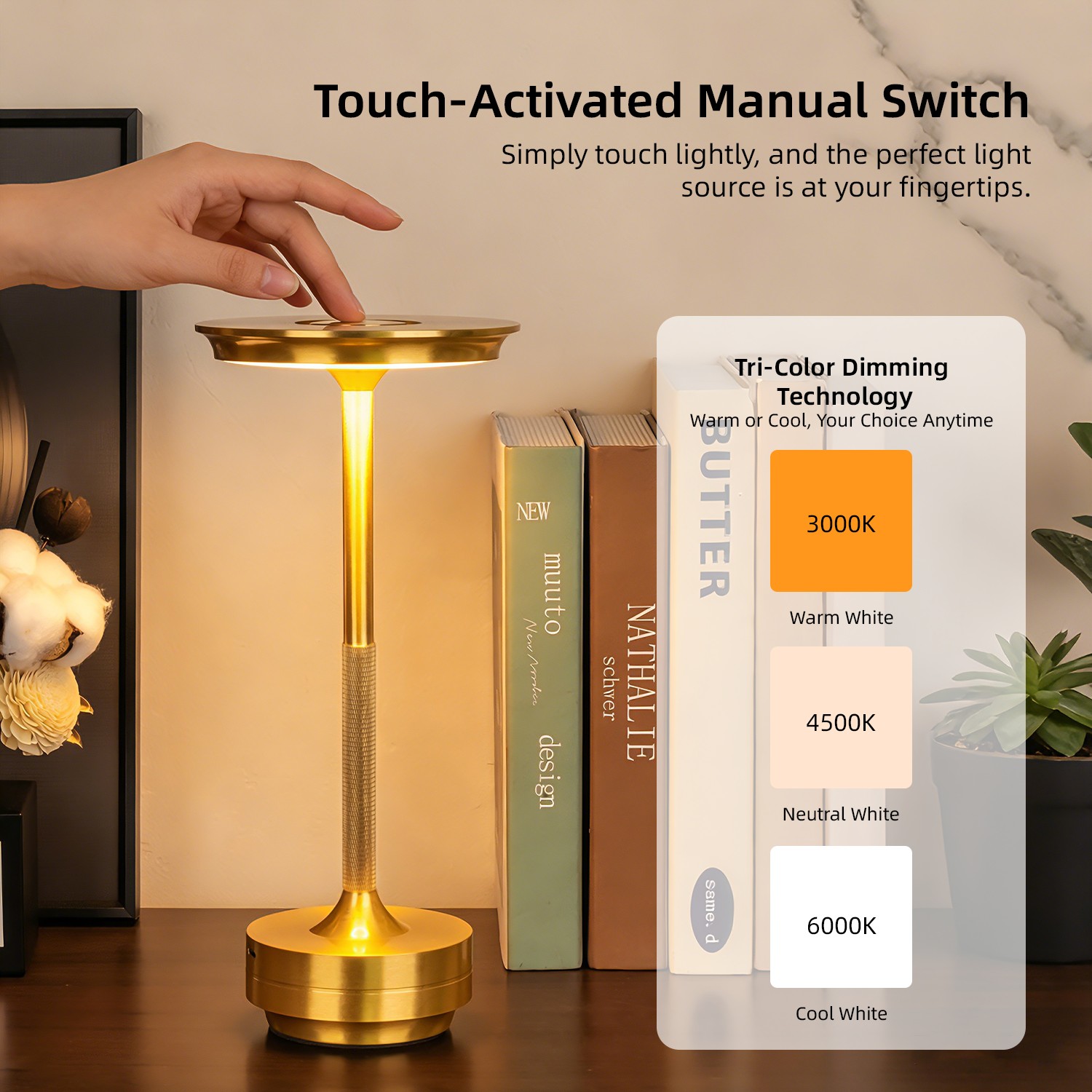Vyvylabs Desktop Portable Lamp （Color changing + Stepless dimming） Gold