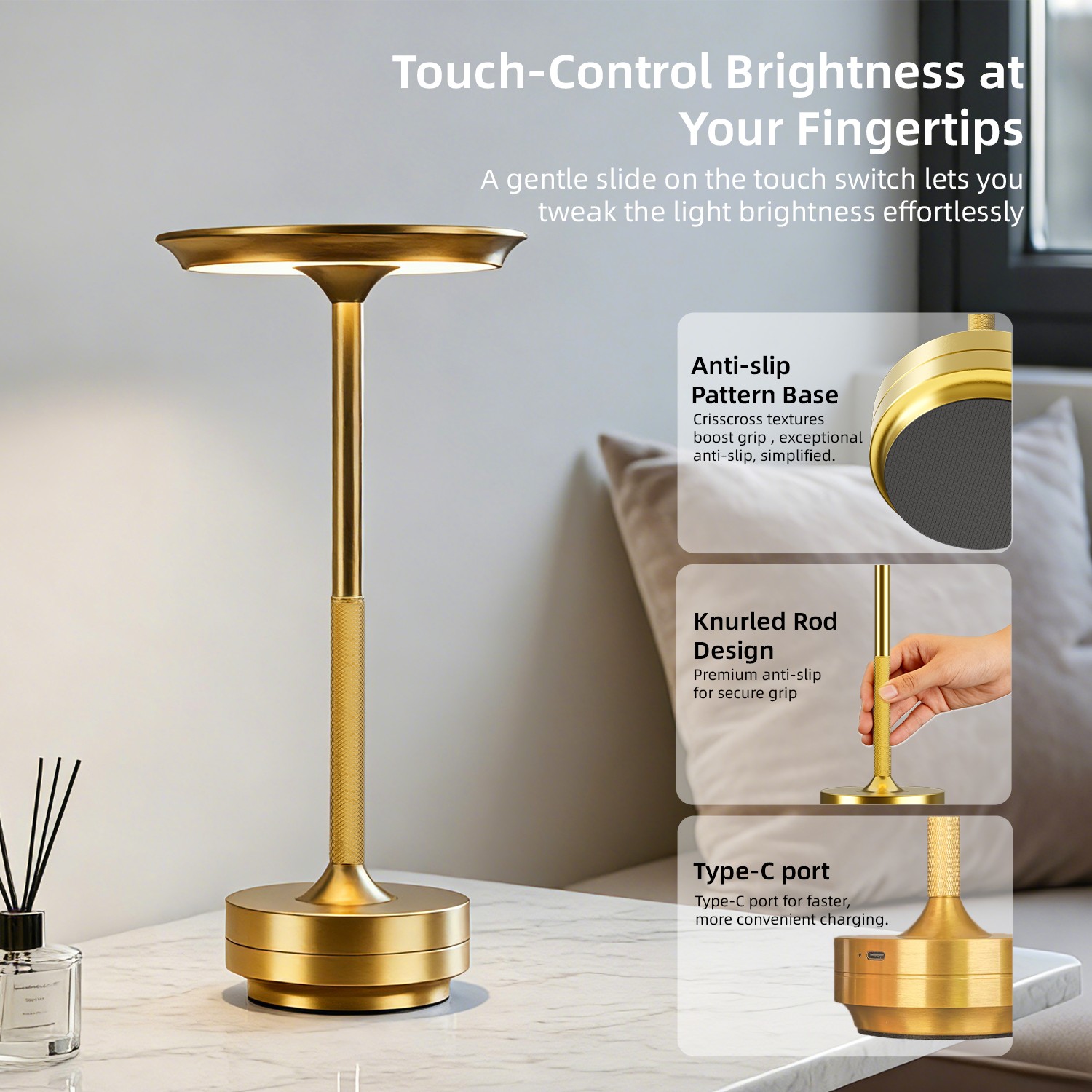 Vyvylabs Desktop Portable Lamp （Color changing + Stepless dimming） Gold