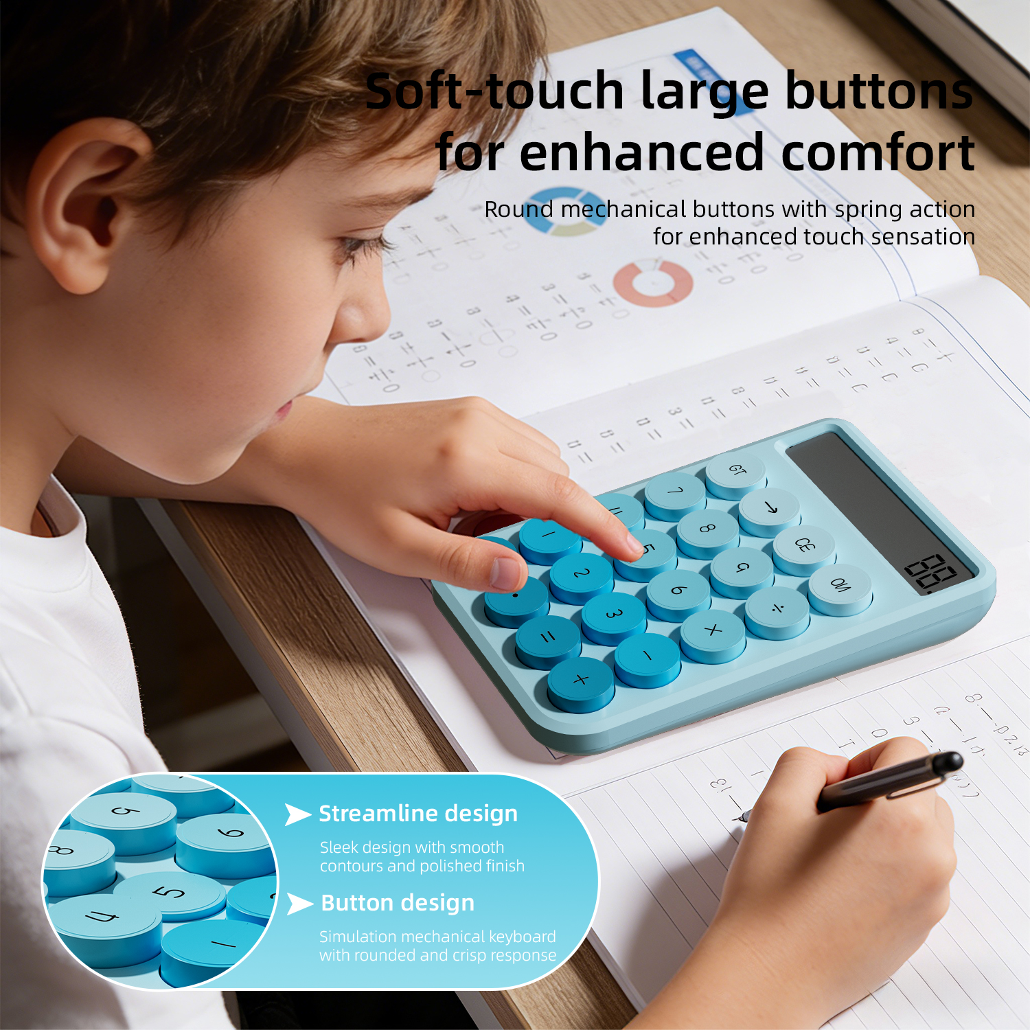 Vyvylabs 10-Digit Electronic Calculator Blue