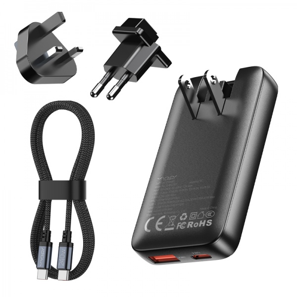 Vyvylabs GaN Fast TripShare Charger Set 65W A+C (US+EU+UK plug with 240W Type-C Cable 1M)