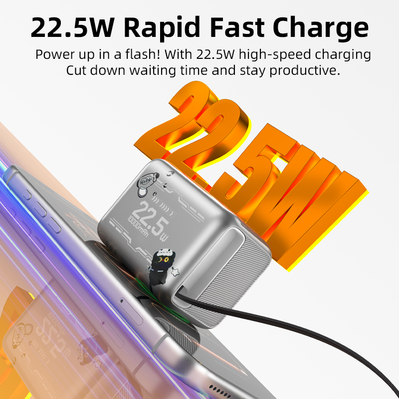Vyvylabs BoostGo Power Bank 10000mAh 22.5W （with Retractable C+L Fast Charging Cable）