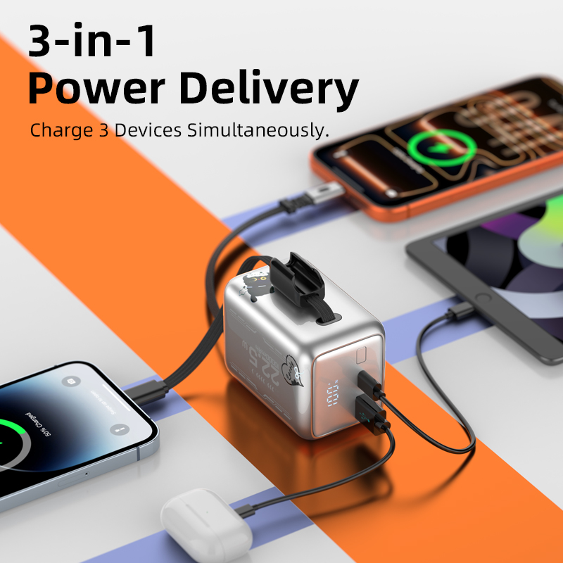 Vyvylabs BoostGo Power Bank 10000mAh 22.5W （with Retractable C+L Fast Charging Cable）