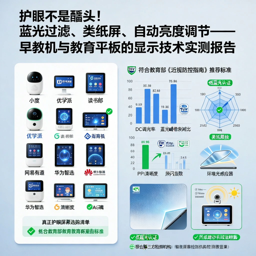 护眼不是噱头！蓝光过滤、类纸屏、自动亮度调节——早教机与教育平板的显示技术实测报告
