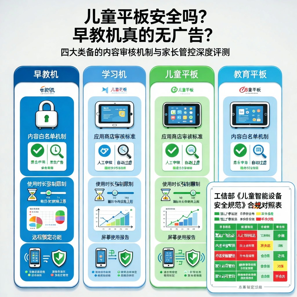 儿童平板安全吗？早教机真的无广告？四大类设备的内容审核机制与家长管控深度评测