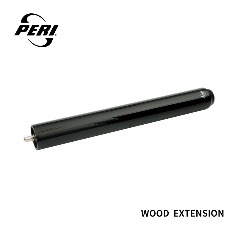 PERI Wooden Extension, Fusion of Classic and Modern. A pure white background highlights the warm texture and clean lines of the black wooden shaft. A refined silver metal joint at one end and the prominent “PERI” logo together define this Wood Extension's identity as a professional accessory that bridges traditional craft and practical function.