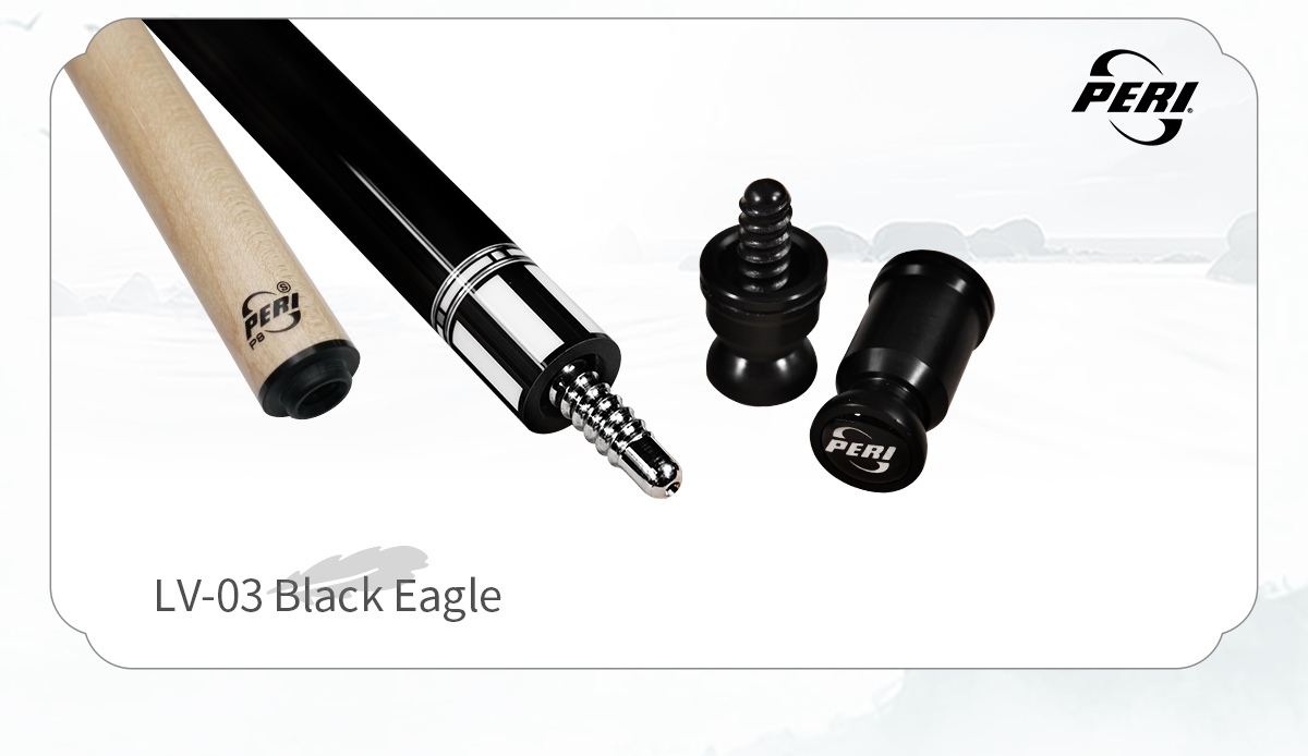 Precision Components, a Promise of Quality. Every component, from the precision joint stamped with “PERI” to the consistent wood grain shaft, undergoes rigorous inspection. Together, they form the solid foundation of the Black Eagle cue's exceptional performance and durability.