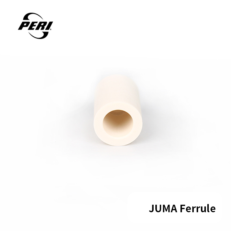 Precision Crafted, Defining New Connection Standards. An angled view shows the roundness precision and surface finish of the JUMA Ferrule. CNC machining ensures perfect compatibility with various pool cue shafts.