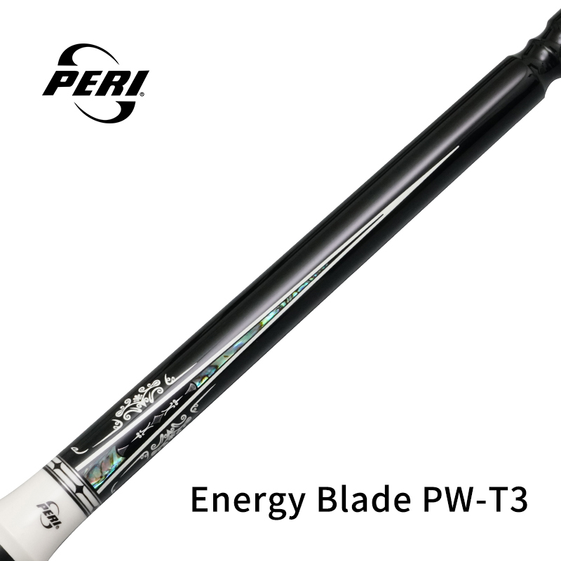 Totem of Power, The Blade That Clears the Air. The streamlined shaft and black & white pattern of the Energy Blade PW-T3 symbolize the speed and power inherent in a precision billiard jump cue.
