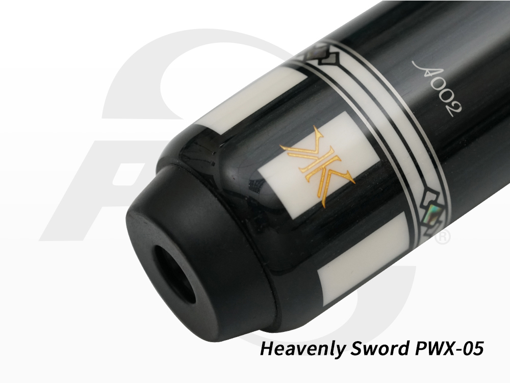 Modular excellence for custom made pool cues. The Heavenly Sword offers interchangeable Gold Label P8 & P20 shafts for a truly personalized playing experience.