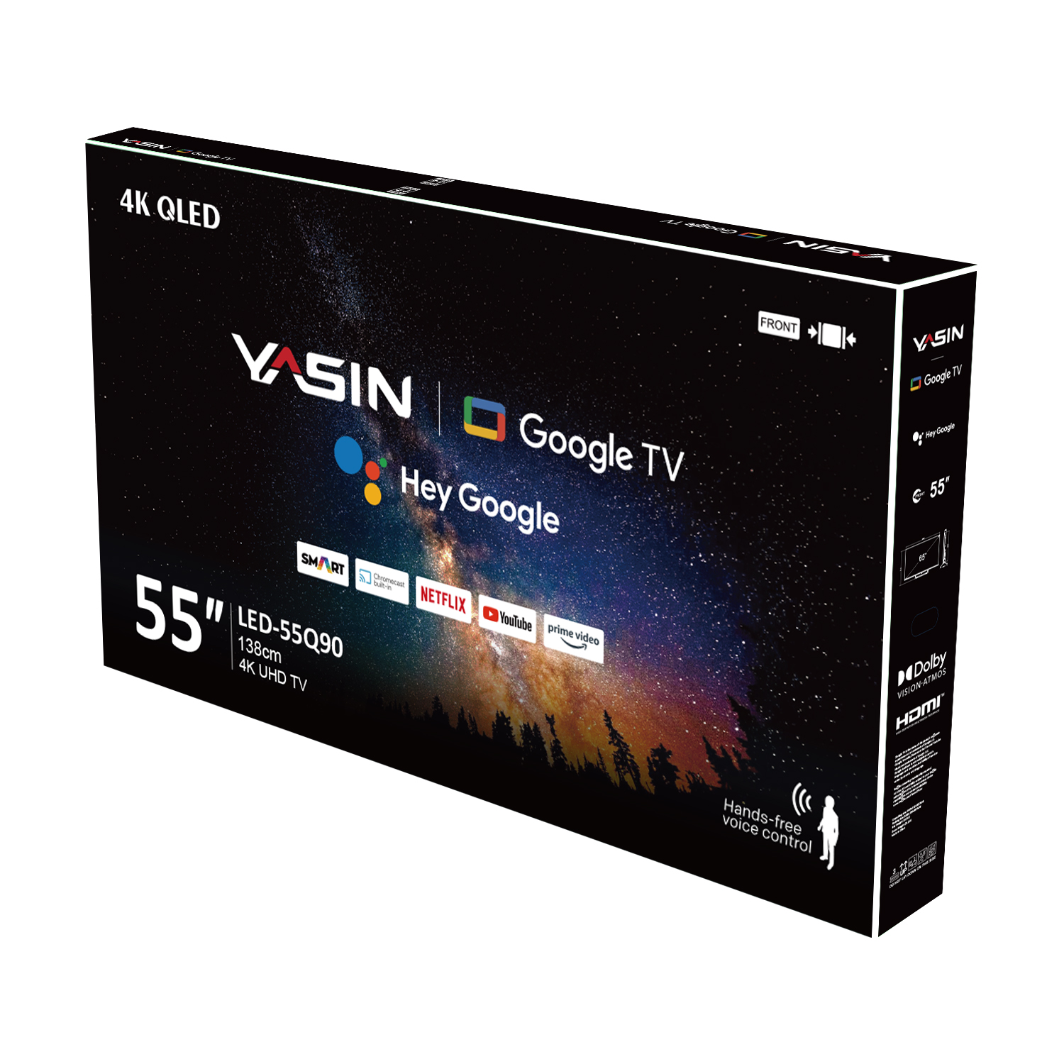 YASIN Телевизор 55Q90  Google TV 4K UHD QLED