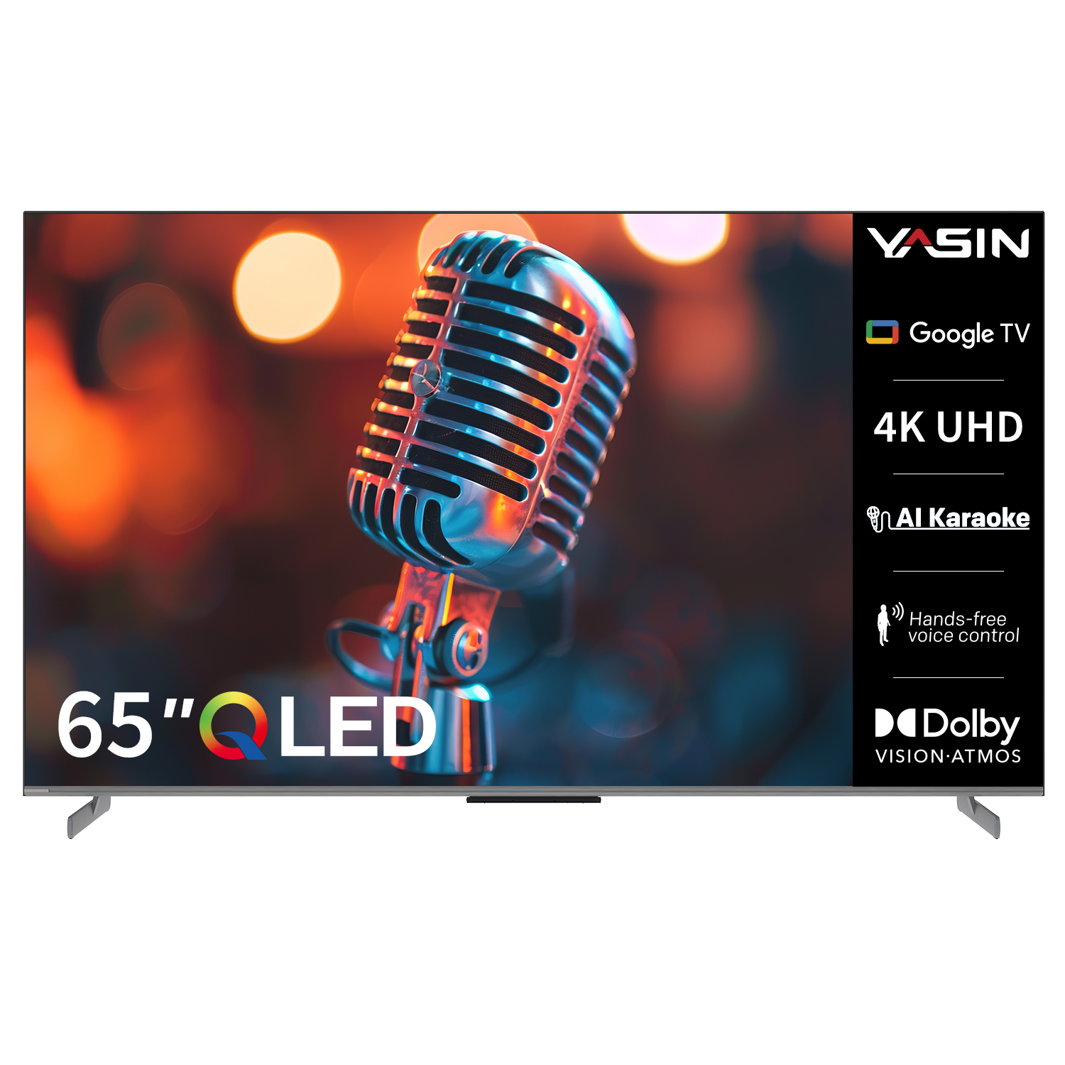 YASIN Телевизор 65Q10 PRO  Google TV 4K QLED Karaoke TV