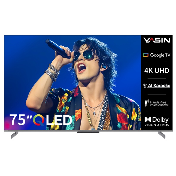 YASIN Телевизор 75Q10 PRO  Google TV 4K QLED Karaoke TV