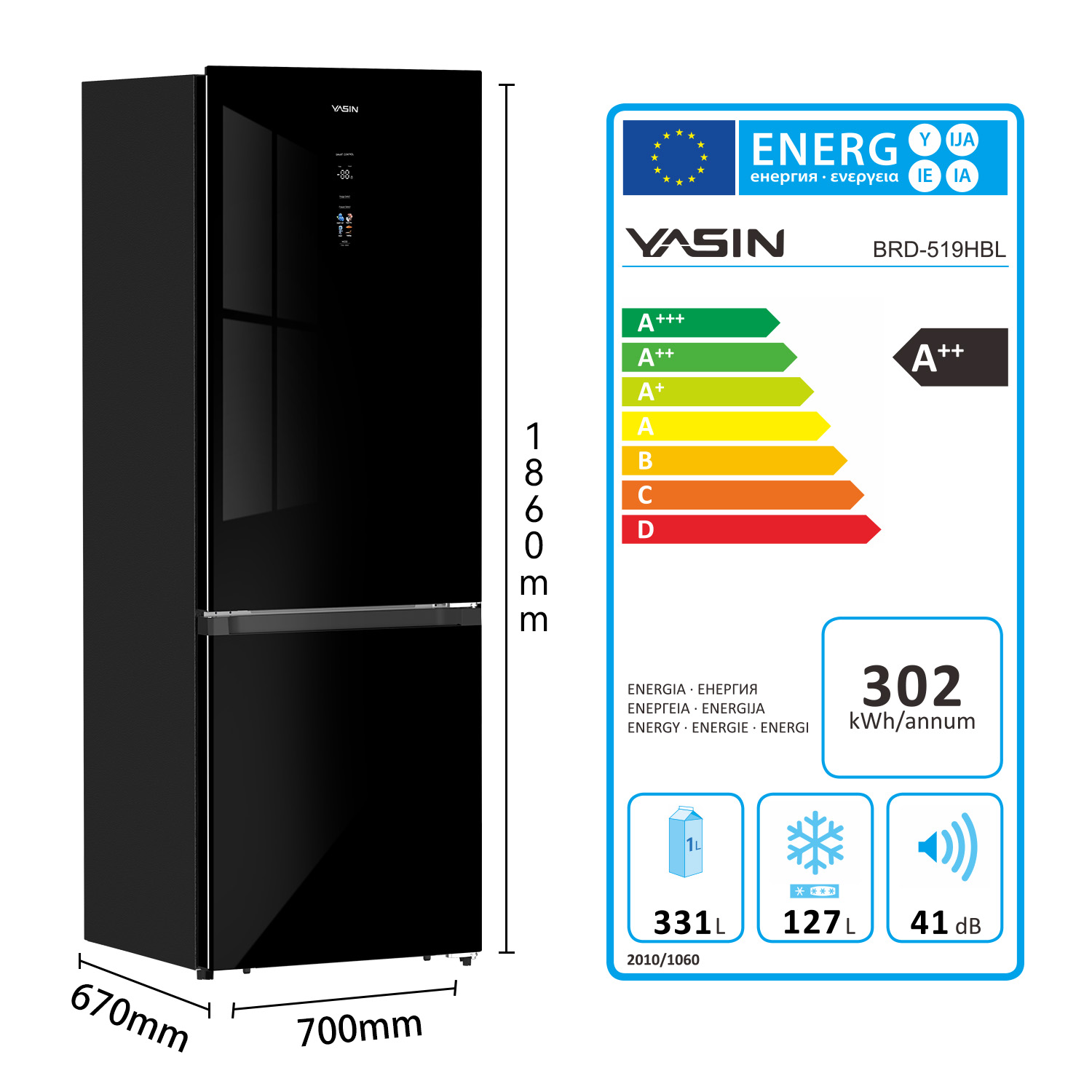YASIN BRD-519HBL Холодильники