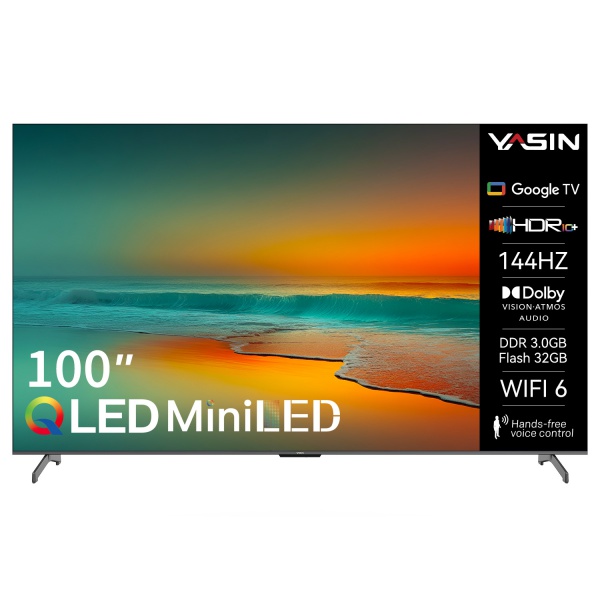 YASIN Телевизор Q100TMAX  Google TV 4K MiniLED