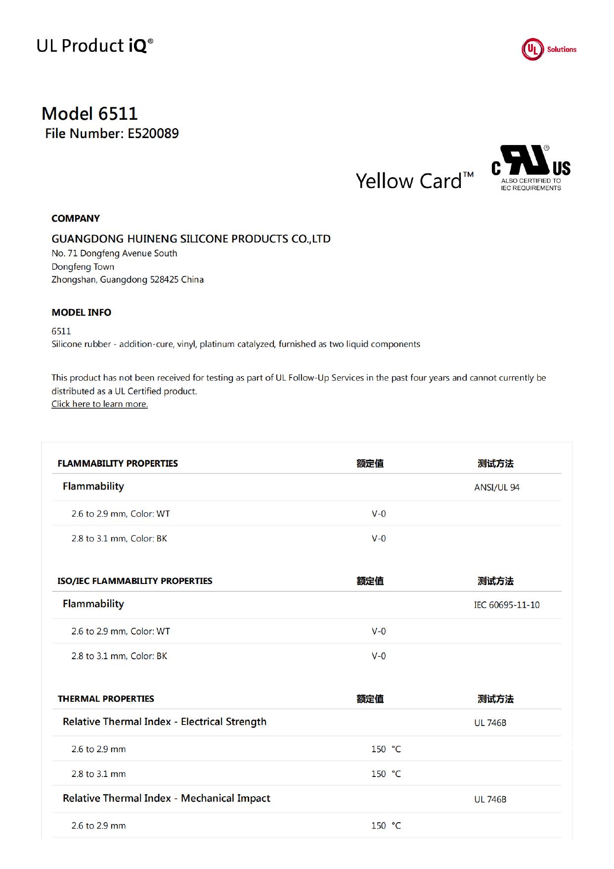 6511 UL Product iQ