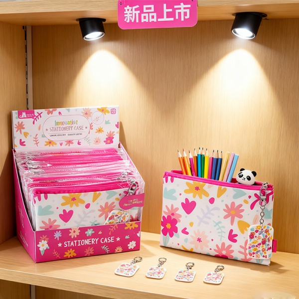 Square Pencil Case with Sunflower Pattern
