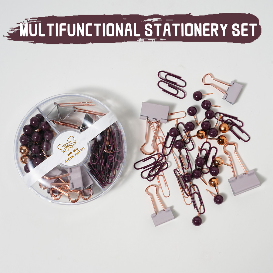 Small Stationery Set: Binder Clips, Map Pins, Paper Clips, Thumbtacks