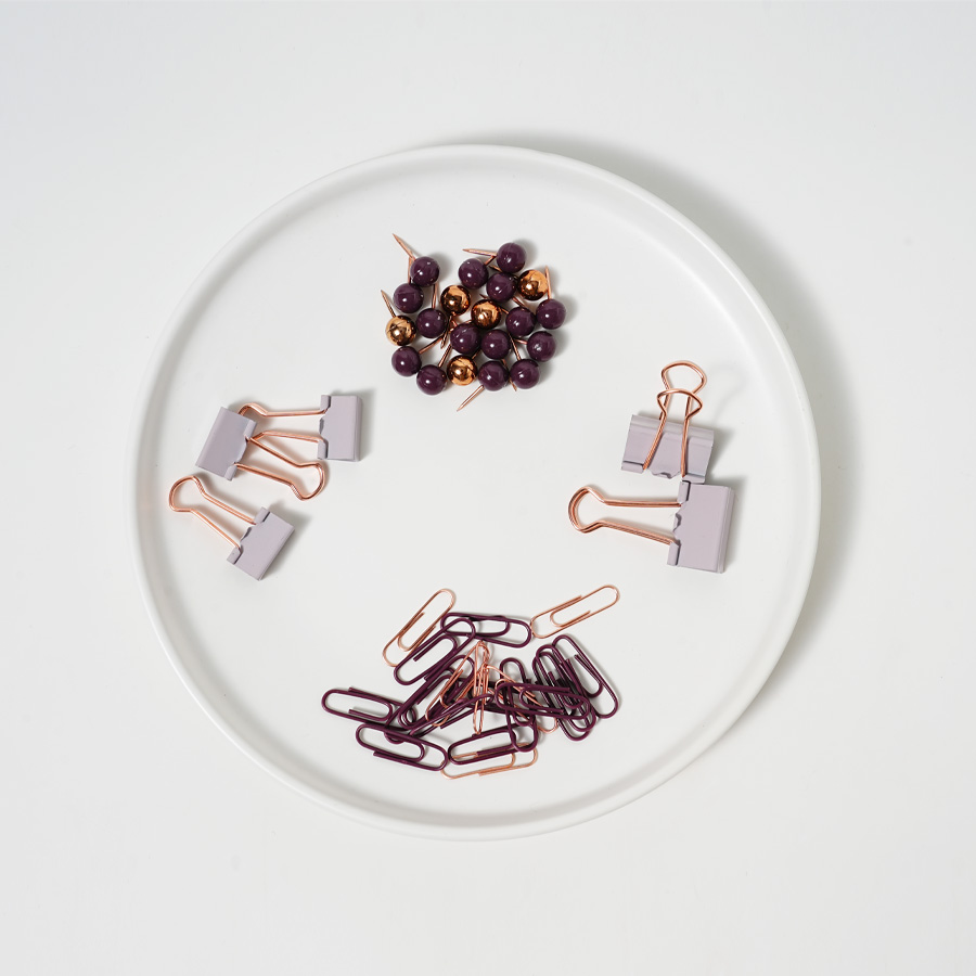 Small Stationery Set: Binder Clips, Map Pins, Paper Clips, Thumbtacks