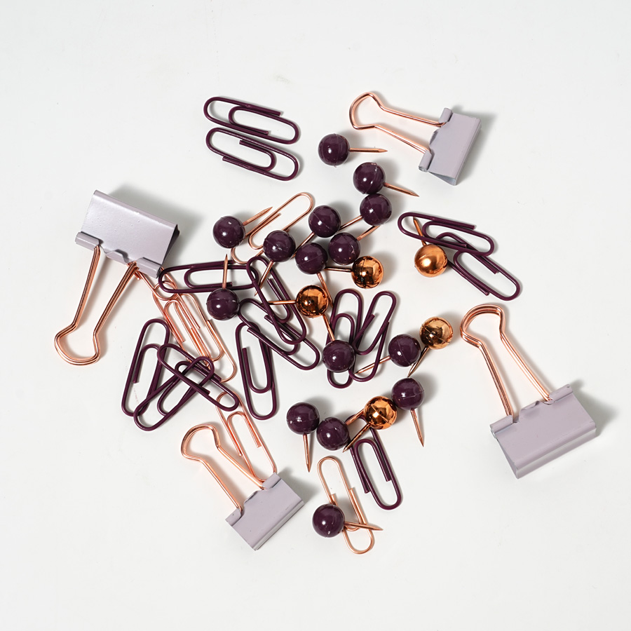 Small Stationery Set: Binder Clips, Map Pins, Paper Clips, Thumbtacks