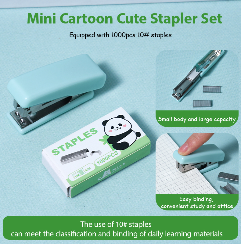 Panda-Themed Stationery Set: Stapler, Staples, Solid Glue