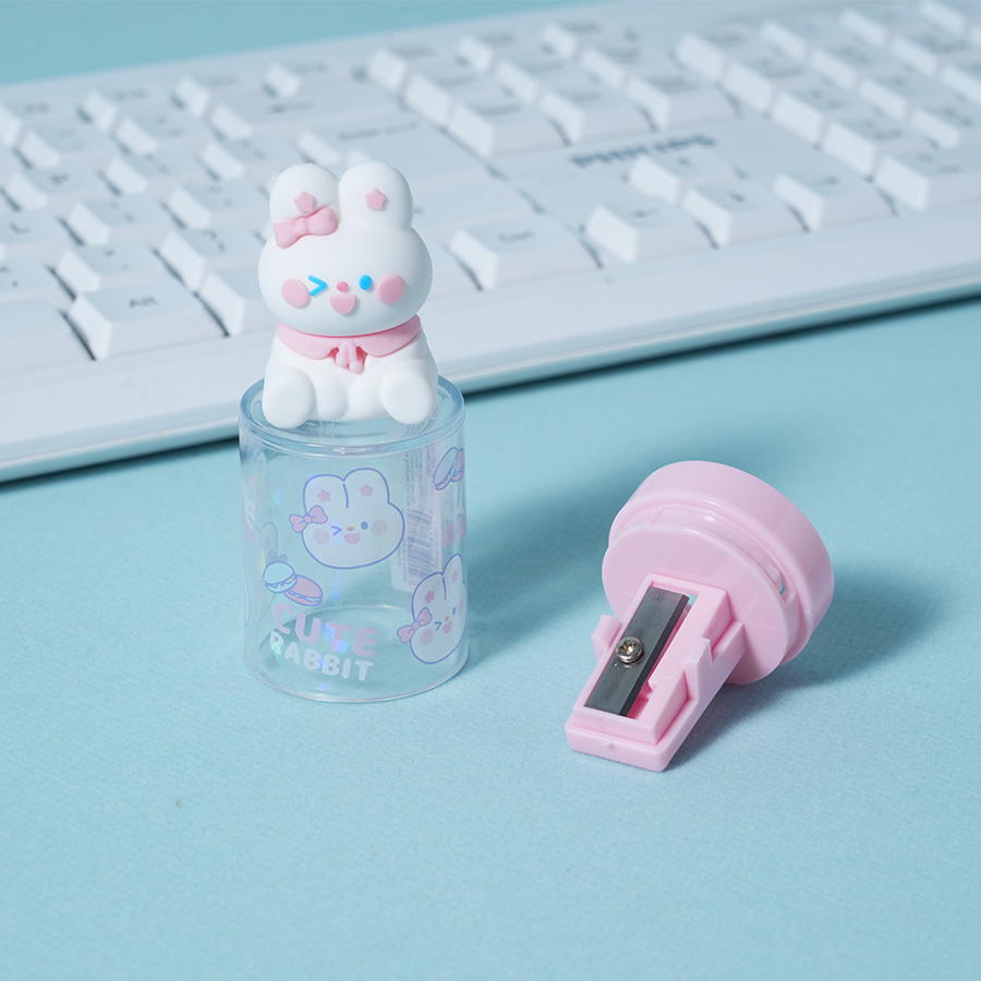 Rabbit-Themed Stationery Set: Pen, Correction Tape, Pencil Sharpener, Glue Stick