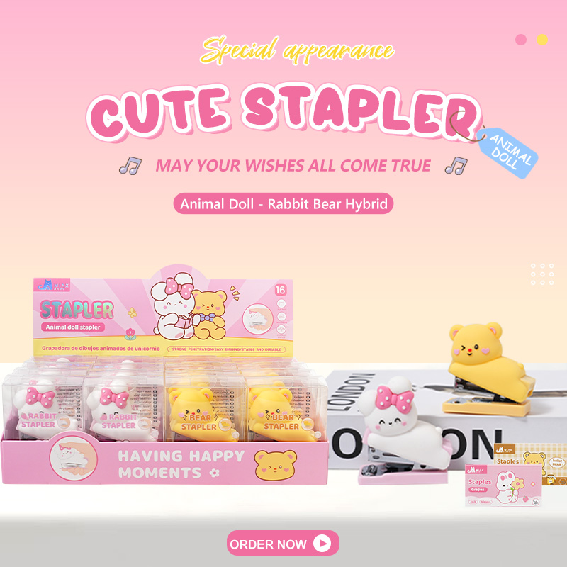 Cartoon rabbit and bear combined cute stapler