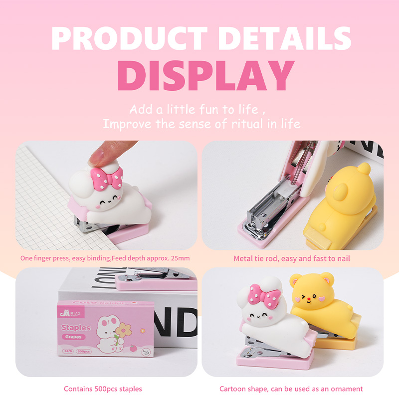Cartoon rabbit and bear combined cute stapler