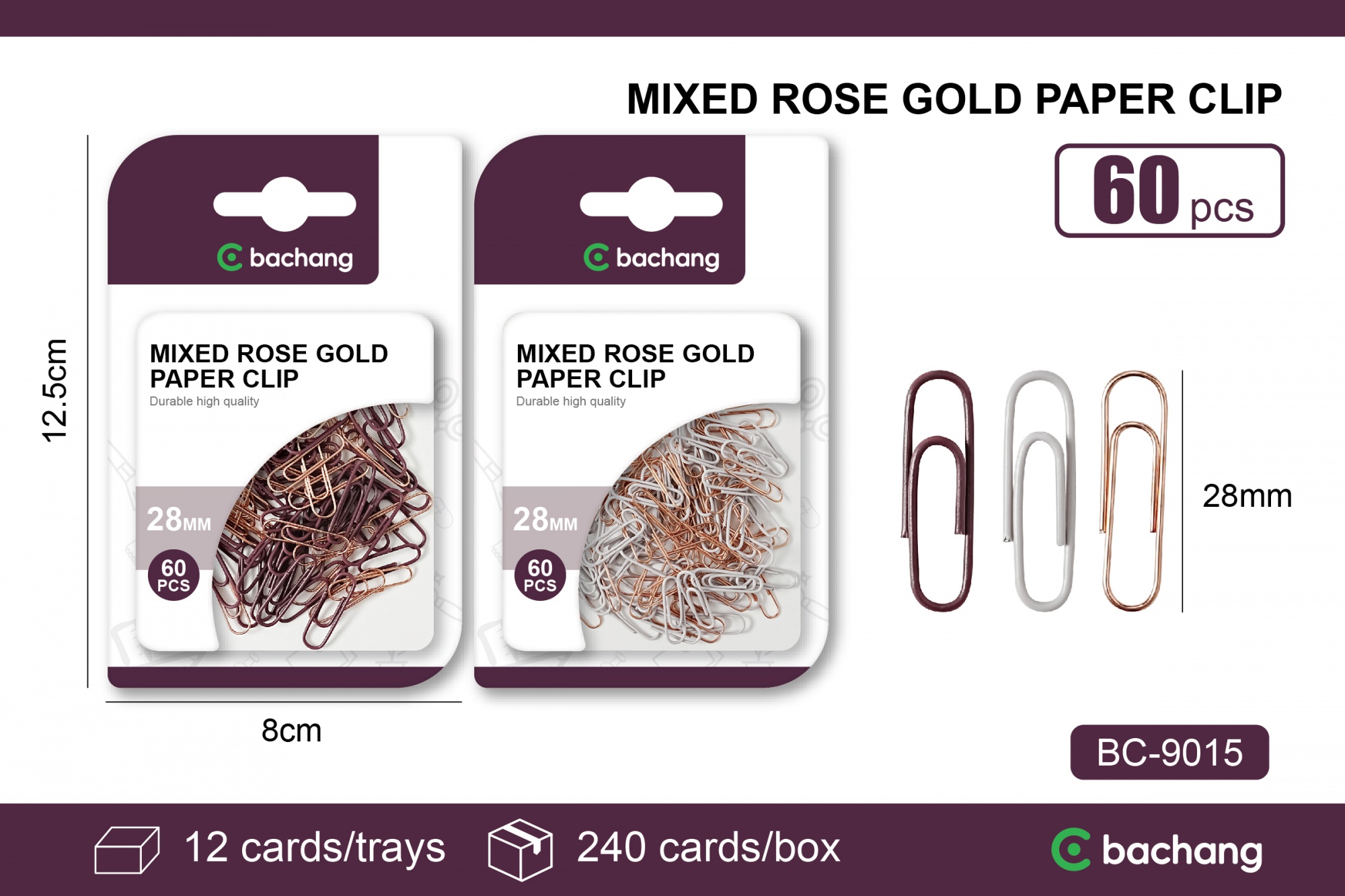 Business color mixed rose gold 28mm round pins （60 pieces）