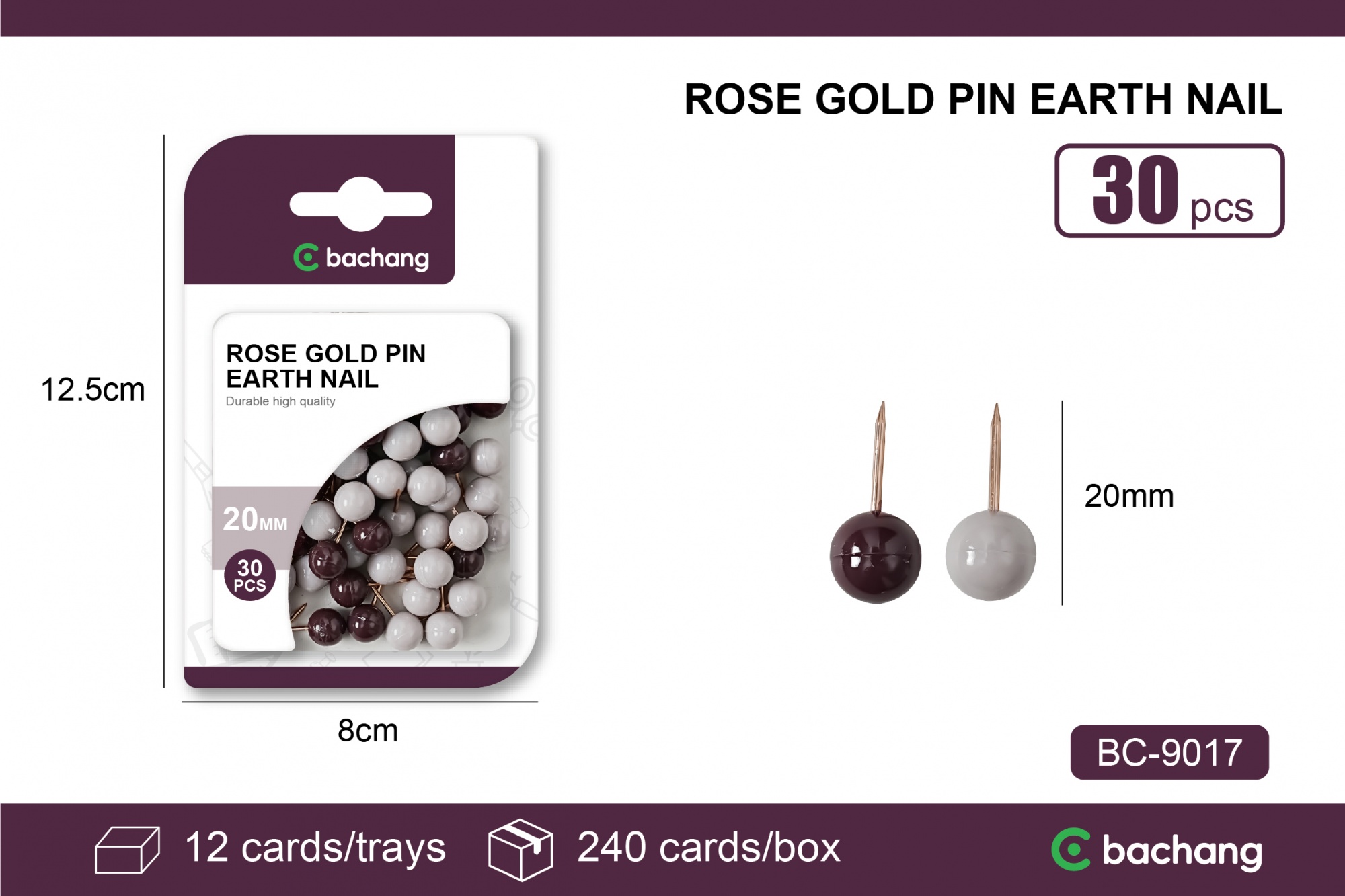 Business color rose gold pin-earth stud earrings （30 pieces）