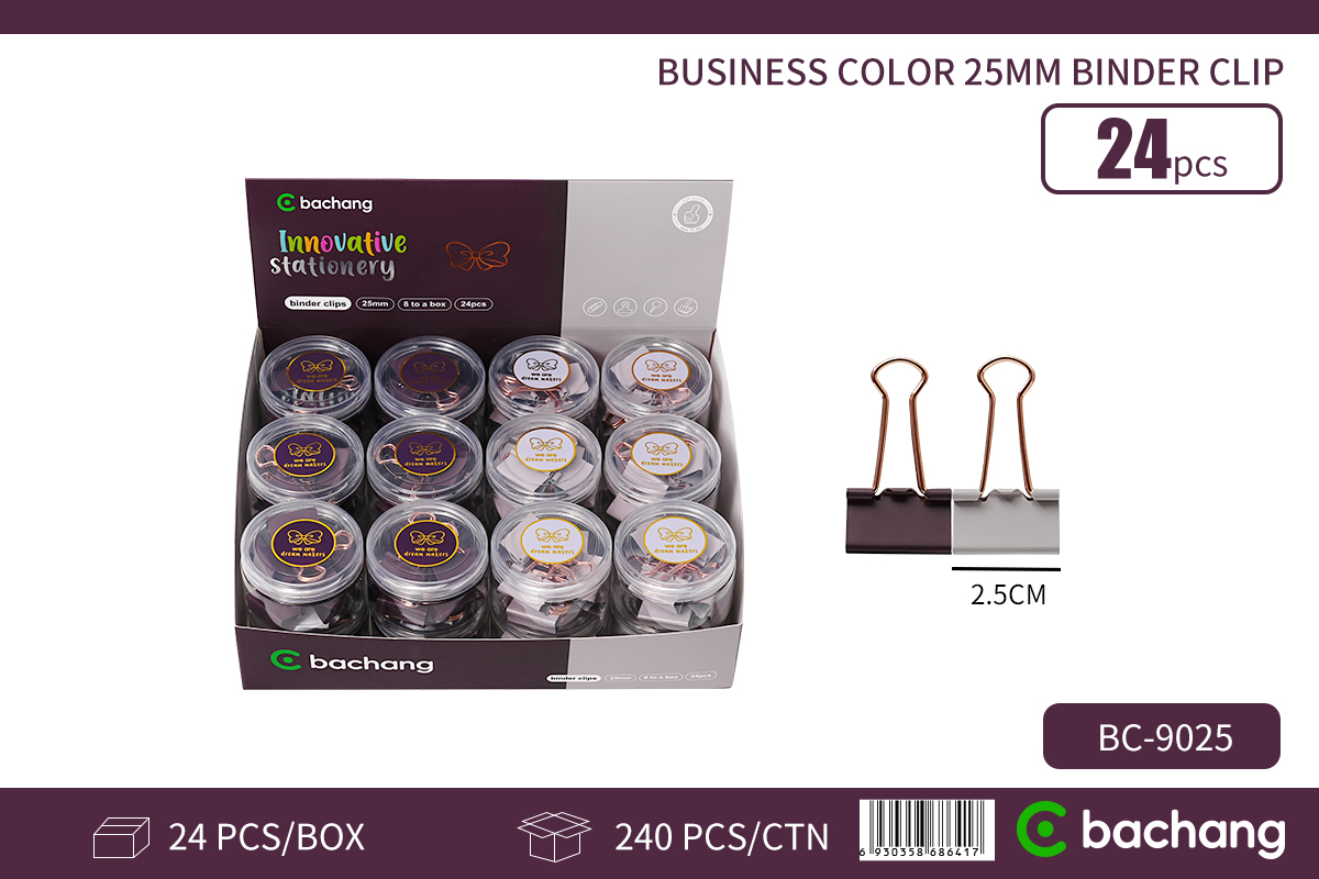 25mm long tail clip for business color in bucket packaging （8 pieces）