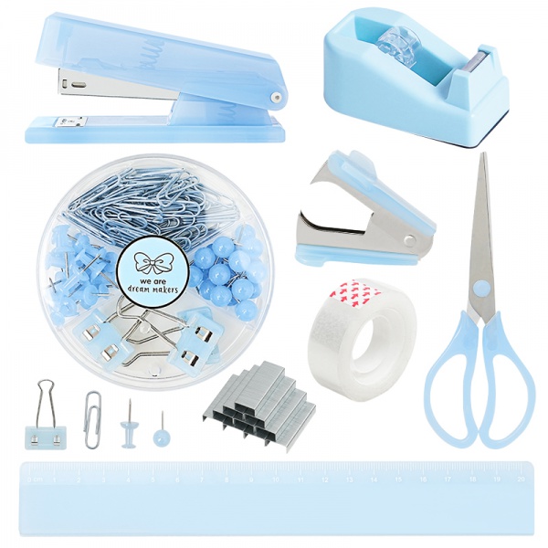 Jade Color Office Essential Set: Stapler, Tape Holder, Scissors & Staple Remover