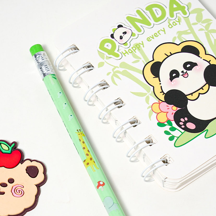 Panda Student Stationery Set: Gel Pen, Eraser, Sharpener & Ruler
