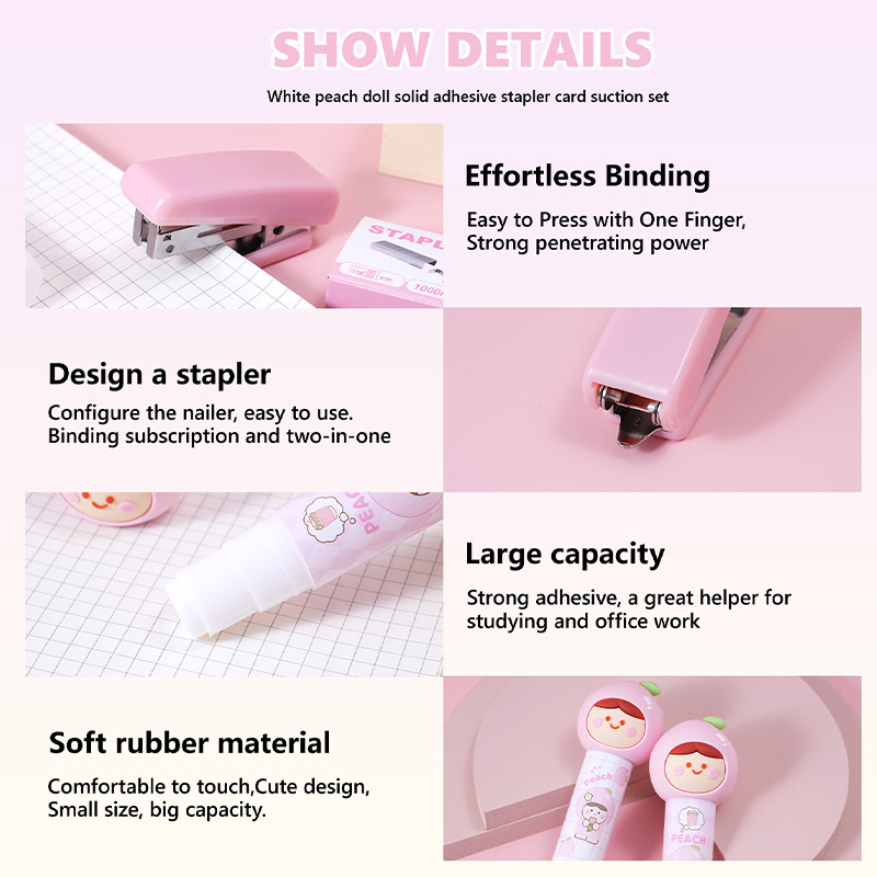 White peach figurine, solid glue figurine, stapler set kit