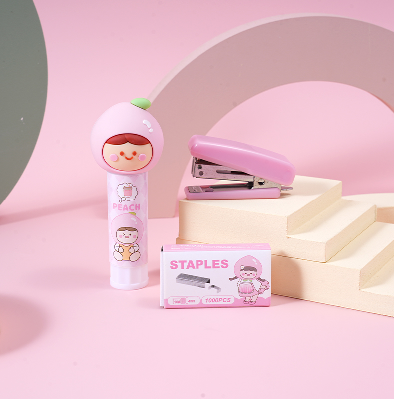 White peach figurine, solid glue figurine, stapler set kit