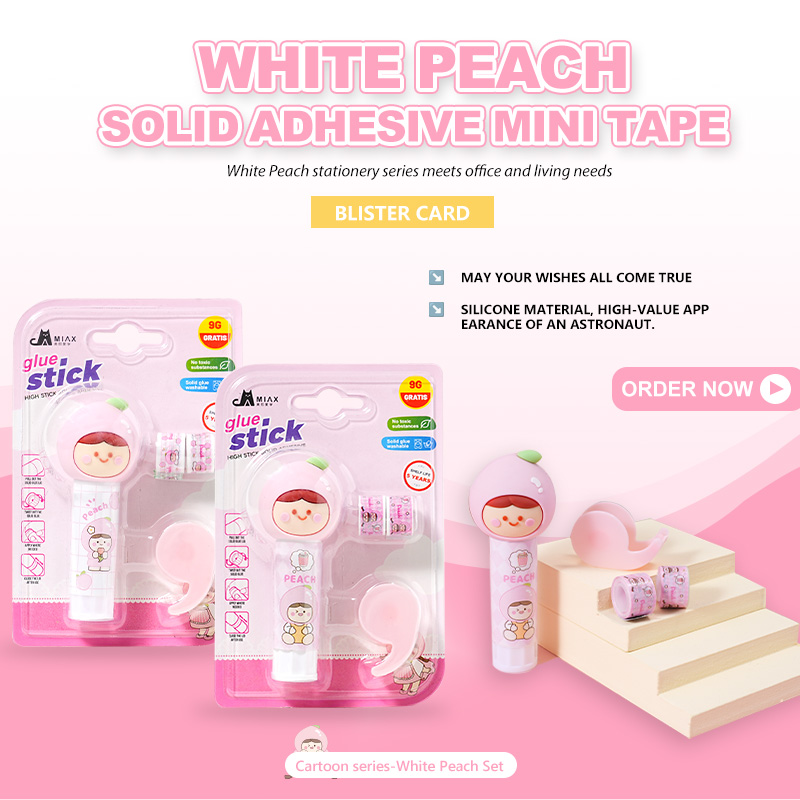 White peach solid glue mini tape adhesive card set