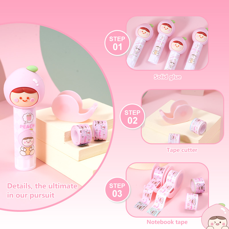 White peach solid glue mini tape adhesive card set