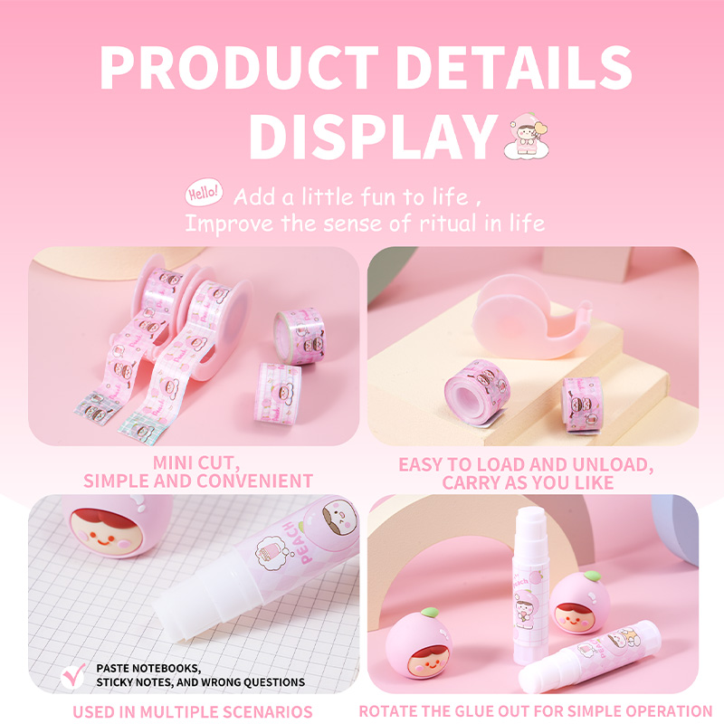 White peach solid glue mini tape adhesive card set
